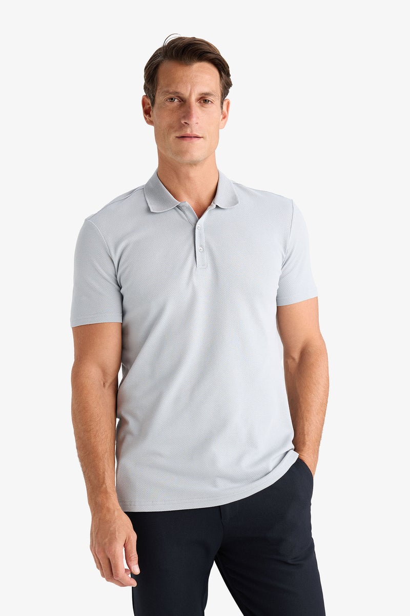 DeFacto Grey Man Slim Fit Short Sleeve Cotton Basic Polo Shirt Casual - Image 3